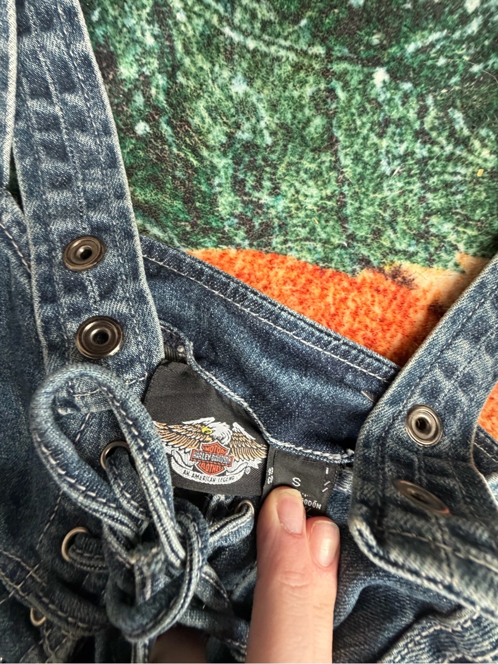 vintage Harley Davidson denim corset - Picture 3 of 6
